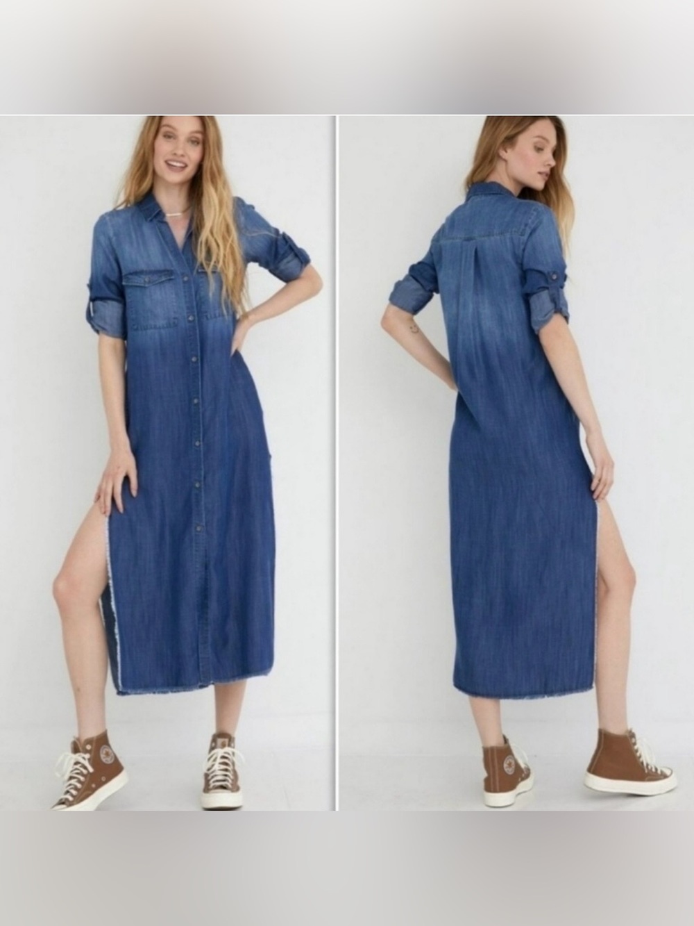 Anthropologie Bella Dahl Denim super soft Button-Front Dress